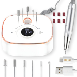Laetav juhtmeta k&uuml;&uuml;nefrees LIVMAN S-306 manik&uuml;&uuml;riks ja pedik&uuml;&uuml;riks, 6 erinevat otsikut ja lihvimisl&otilde;iketerasid, 36W, 4000mAh, 35 000 p&ouml;&ouml;ret minutis, valge