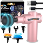 Massaažip&uuml;stol LIVMAN BX-750-H kuuma ja k&uuml;lma massaažiteraapiaga, 6 kiiruse režiimi ja 6 vahetatava otsikuga, 1800mAh, 25W, roosa