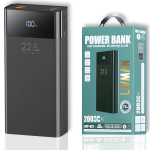 Power bank LIVMAN RPP-672 - kiire laadimise kaasaskantav akupank - kolme v&auml;ljundiga toitepank, 20000 mAh, 22,5 W, must
