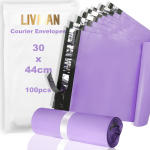 Pol&uuml;et&uuml;leeni plastist isekleepuvad kullersaadetiste &uuml;mbrikud &ndash; kotid LIVMAN LY-99, 30x44 cm, 100 tk pakendis, violetne