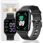 Tervise- ja fitnessi j&auml;lgimisfunktsioonidega nutikell LIVMAN S80 Pro, 1,7-tolline (4,32 cm) puuteekraan, erinevad spordirežiimid ja Runmefiti rakenduse juhtimine, must