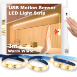 USB-toitel liikumisanduriga LED-lindiriba valgusti LIVMAN DGH-DD-07, 3 m, 180 LED, 4 W/m, kollane