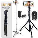 Selfie-pulk ("Selfie stick") LIVMAN Y050 &mdash; mitmek&uuml;lgne selfie-pulk ja statiiv koos kaugjuhtimispuldiga, 1,55 m, must