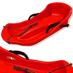 Plastist lumelauad LIVMAN S11-3 integreeritud piduritega ja mugava ning ergonoomilise istmega, millel on t&auml;iustatud seljatugi, kahefunktsioonilised libisemiskindlad k&auml;epidemed ja komplekti kuuluv t&otilde;mben&ouml;&ouml;r, 89x45x26 cm, punased