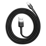 Baseus Cafule kaabel vastupidav nailonist juhe USB / Lightning QC3.0 2.4A 1 m must-hall (CALKLF-BG1)
