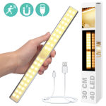 Juhtmevaba magnetvalgusti LIVMAN MSL-04 liikumisanduriga &ndash; andurivalgustus, 40 LED, 30 cm, 2,8 W, USB-laetav, 3 valgustusrežiimi, kollane