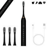 Suure j&otilde;udlusega elektriline hambahari LIVMAN X-3 6 puhastusrežiimiga, USB-laadimine ja 4 hambaharja otsikut, 1,5W, 500mAh, must