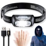 USB-laetav LED pealamp LIVMAN B1 liikumisanduriga, 4 valgustusrežiimiga ja 45&deg; reguleeritava valgusvihuga, 150 luumenit, must
