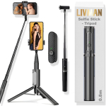 Selfikepp ("Selfie stick") LIVMAN Oth-AB202 - mitmek&uuml;lgne selfikepp ja statiiv koos kaugjuhtimispuldiga, 0,8 m, must-hall