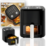 Aerogrill LIVMAN Y-5060S l&auml;bipaistva k&uuml;psetusaknaga, reguleeritav temperatuur ja eelvalitud k&uuml;psetusrežiimid, 5,5 l, 1350 W, must
