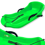 Plastist lumelauad LIVMAN S11-3 koos integreeritud piduritega ja mugava ning ergonoomilise istmega, millel on t&auml;iustatud seljatoe tugi, kahekordse funktsiooniga libisemisvastased k&auml;epidemed ning komplekti kuuluv veoj&otilde;u tross, 89x45x26cm, rohelised