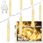 Elektriv&otilde;rgust toidetav vihmapiiskade kujuline LED-valgustite riba LIVMAN cxg001, 10m, 100 LED, kollane