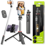 Selfipulk (Selfie stick) LIVMAN C13 - mitmek&uuml;lgne selfipulk ja statiiv koos kaugjuhtimispuldiga, 1,3 m, must