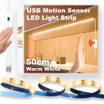 USB-toitel liikumisanduriga LED-ribavalgusti LIVMAN DGH-DD-07, 50cm, 18LED, 4W/m, kollane