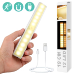 Juhtmeta magnetlamp LIVMAN MSL-21 liikumisanduriga &ndash; andurivalgusti, 12 LED-i, 19 cm, 2,8 W, laetav USB kaudu, 3 valgustusrežiimi, kollane