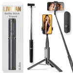 Selfi-pulk (Selfie stick) LIVMAN Oth-AB202 - multifunktsionaalne selfipulk ja statiiv koos kaugjuhtimispuldiga, 0,8 m, must-hall