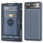 LIVMAN RPP-616 toitepank - kaasaskantav kiirlaadimisega aku - toitepank kahe v&auml;ljundiga, 10000 mAh, 22,5 W, tumesinine