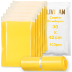 Plastikust isekleepuvad kullerik-&uuml;mbrikud &ndash; kotid LIVMAN HY-12, 30x42 cm, 100 tk pakendis, kollased