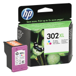HP 302XL (F6U67AE) kolmev&auml;rviline suuremahuline originaaltint 330lk