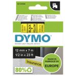 Markeerimisteip DYMO D1 12mm, must kollasel taustal