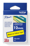 Kleepkirjalint BROTHER TZE-631 12mm, must/kollane