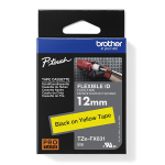 Kleepkirjalint BROTHER TZE-FX631 12mm, must/kollane