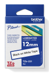 Kleepkirjalint BROTHER TZE-231 12mm, must/valge