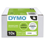 Kleepkirjalint DYMO D1 12mm 7m 10-pakk, must/valge