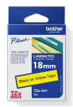 Kleepkirjalint BROTHER TZE-641 18mm, must/kollane