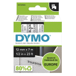 Kleepkirjalint DYMO D1 12mm, must/l&auml;bipaistev