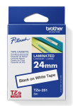 Kleepkirjalint BROTHER TZE-251 24mm, must/valge
