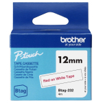 Markeerimisteip BTAG-232 12 mm, punane valgel