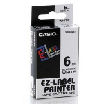 Kleepkirjalint CASIO XR-6WE1 6mm x 8m, must tekst/valge taust