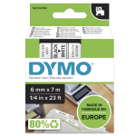 Markeerimisteip DYMO D1 6mm, must valgel taustal
