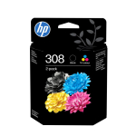 Tindikassett HP 308 2-pakk, must/v&auml;rviline
