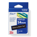 Kleepkirjalint BROTHER TZE-355 24mm, valge tekst mustal taustal