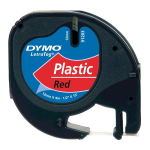 Kleepkirjalint DYMO LetraTag 12mm x 4m, must tekst/punane p&otilde;hi