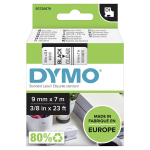 Originaal kleepkirjalint DYMO D1 9mm, must/l&auml;bipaistev