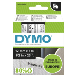 Markeerimisteip DYMO D1 Standard 12mm, must l&auml;bipaistval taustal