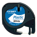 Kleepkirjalint DYMO LetraTag 12mm x 4m, must/valge