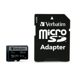 M&auml;lukaart VERBATIM PRO 128GB MicroSDXC UHS-3 (U3), adapteriga