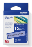 Kleepkirjalint BROTHER TZE-531 12mm, must sinine