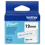 Markeerimisteip BROTHER BTAG-133 12 mm, sinine l&auml;bipaistval taustal