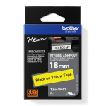 Kleepkirjalint BROTHER TZE-S641 18mm, must/kollane
