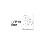 Kleebisetiketid LOGO CD 113/37mm, matid valged