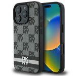 DKNY Ruuduline Muster & Tr&uuml;kitud Triibud tagumise kaitseklaas Apple iPhone 16 Pro jaoks