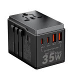 Dudao A35Pro 35W GaN Universaalne Reisiadapter 3xUSB-C + 2xUSB-A Must