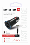 Swissten Auto laadija 12 / 24V / 1A + 2.1A + USB-C andmekabel 1m