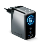 GaN laadija koos 1 USB ja 2 USB-C Quick Charge 4+ 67W must