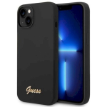 Guess GUHCP14MSLSMK Silicone Vintage Gold Logo Hardcase iPhone 14 Plus / 15 Plus 6.7" jaoks / must
